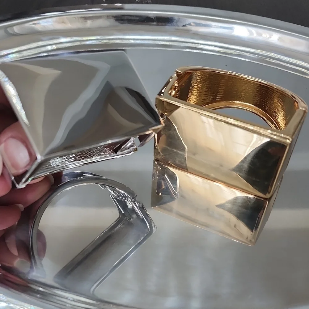 Silver Geometric Bangle